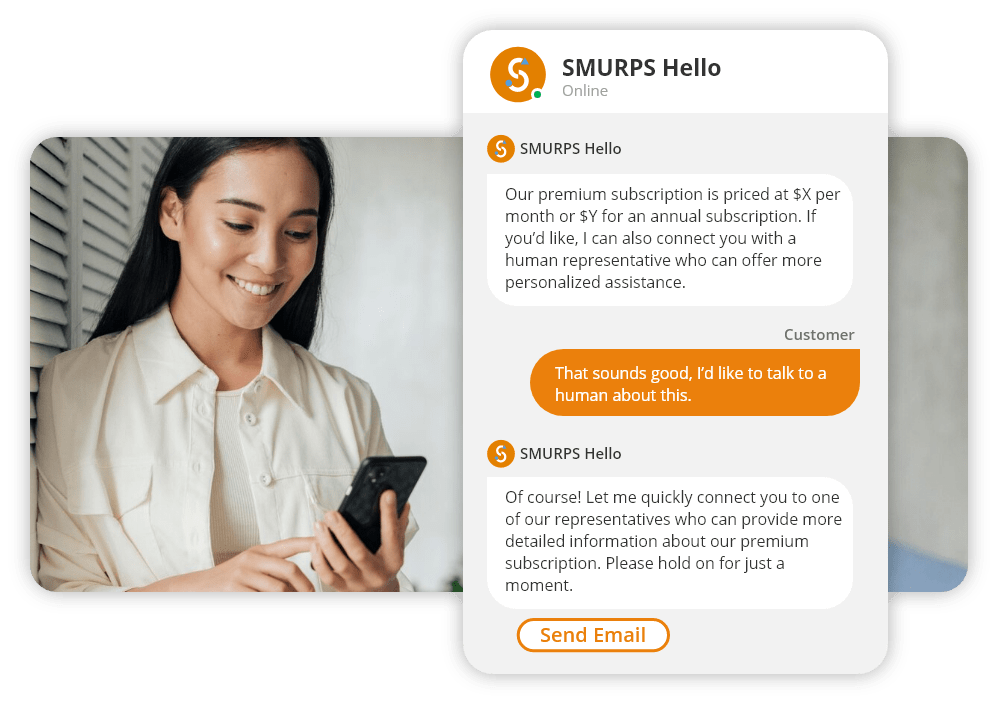 Girl Using Phone On Chatbot AI SMURPS